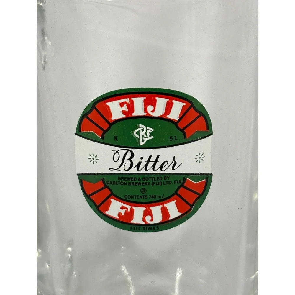 Fiji Bitter Beer Stein Glass Mug Vintage 740ml Ergonomic Handle Clear Barware EE